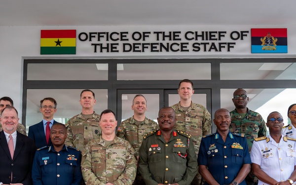 U.S. AFRICOM Commander Air Force Gen. Dagvin Anderson meets with Ghanaian military leadership at Burma Camp, Ghana Armed Forces headquarters