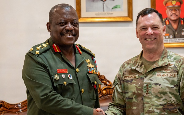 U.S. AFRICOM Commander Air Force Gen. Dagvin Anderson meets with Ghanaian military leadership at Burma Camp, Ghana Armed Forces headquarters