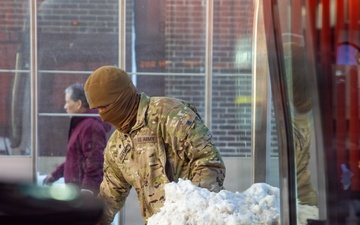Mass Guardsmen Dig Out Boston Bus Stops