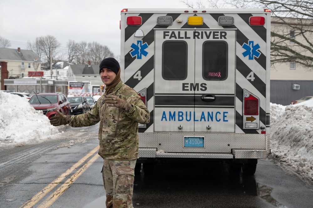 Massachusetts National Guard assists Fall River EMS in response to snowstorm