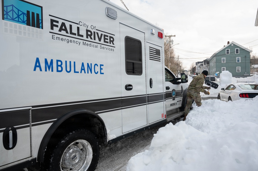 Massachusetts National Guard assists Fall River EMS in response to snowstorm
