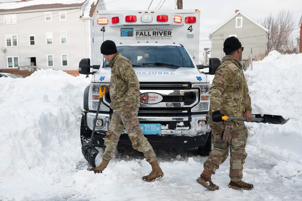 Massachusetts National Guard assists Fall River EMS in response to snowstorm