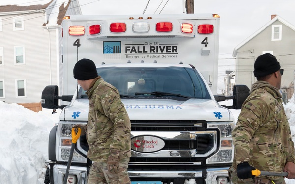 Massachusetts National Guard assists Fall River EMS in response to snowstorm