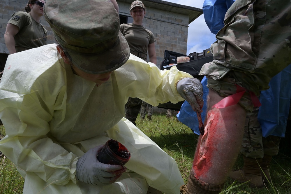 36th MDG, Security Forces personnel provide care under fire during Valkyrie exercise