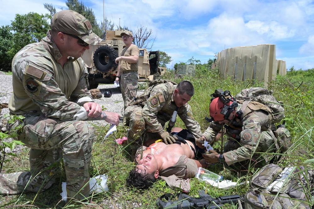 36th MDG, Security Forces personnel provide care under fire during Valkyrie exercise
