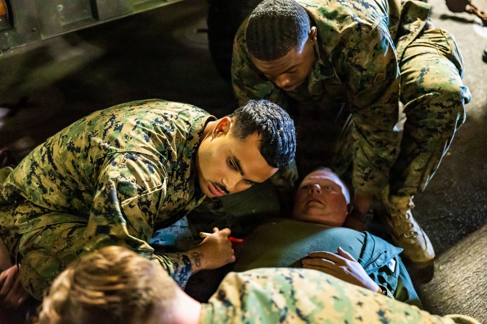 11th MEU Marines, Sailors Conduct Mass Casualty Drill Aboard USS Boxer