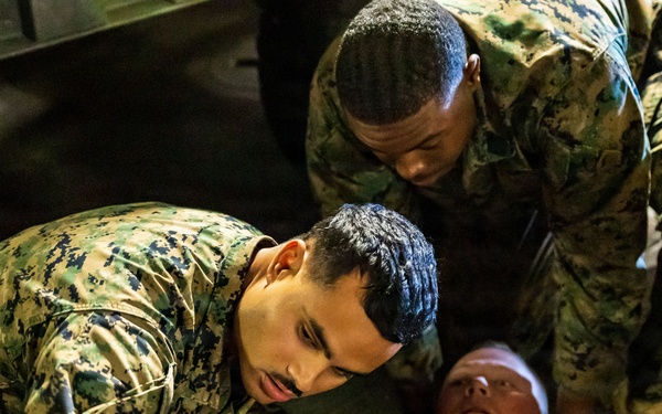 11th MEU Marines, Sailors Conduct Mass Casualty Drill Aboard USS Boxer