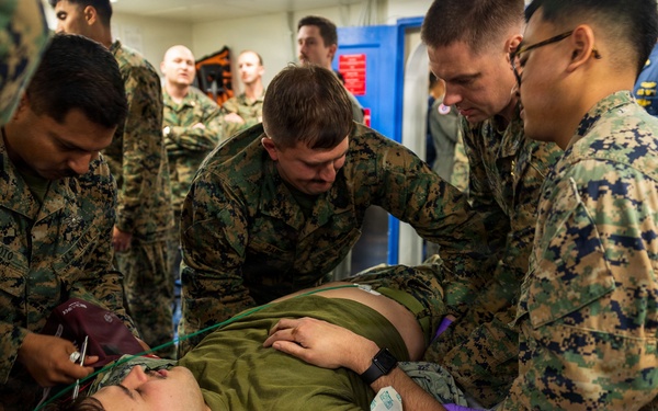 11th MEU Marines, Sailors Conduct Mass Casualty Drill Aboard USS Boxer