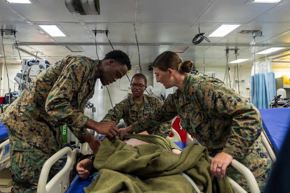 11th MEU Marines, Sailors Conduct Mass Casualty Drill Aboard USS Boxer