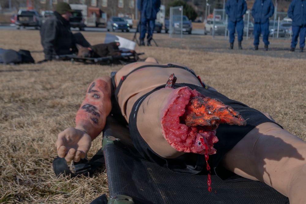 Joint Force medical experimentation team performs mass casualty drill USCG Air Station Kodiak during ARCTIC EDGE 2026