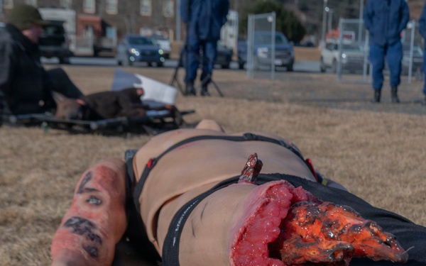 Joint Force medical experimentation team performs mass casualty drill USCG Air Station Kodiak during ARCTIC EDGE 2026