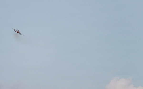 U.S. Navy EA-18G Growlers take off from Puerto Rico