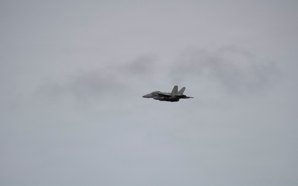 U.S. Navy EA-18G Growlers take off from Puerto Rico