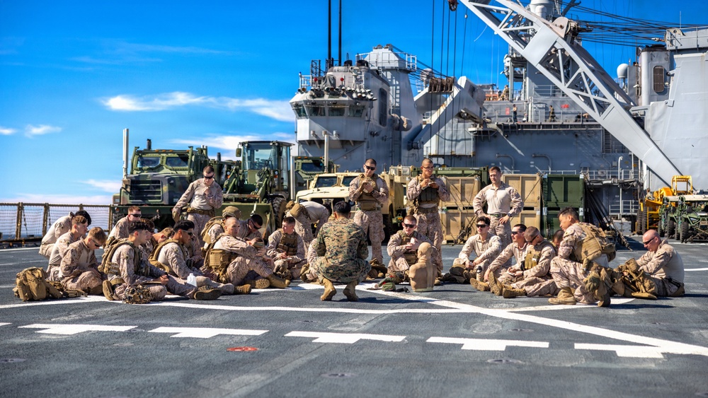 11th MEU Marines Conduct Tactical Combat Casualty Care Training Aboard USS Comstock