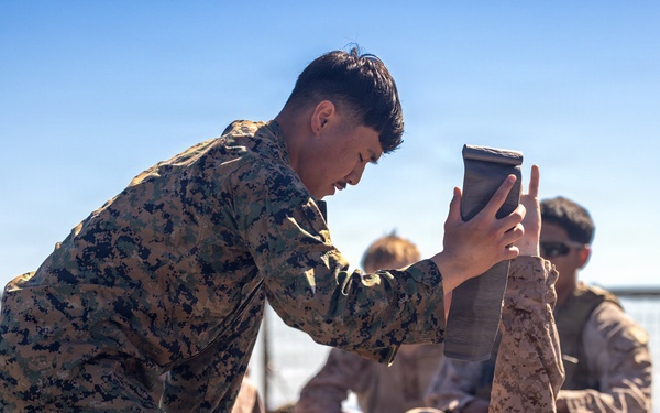 11th MEU Marines Conduct Tactical Combat Casualty Care Training Aboard USS Comstock