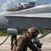 U.S. Marines hot refuel F/A-18 Hornets during Tinian FARP operations