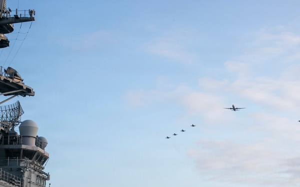 U.S. Air Force, Navy, and Marine Corps Aircraft Flyover USS Tripoli