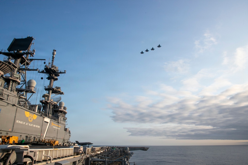 U.S. Air Force, Navy, and Marine Corps Aircraft Flyover USS Tripoli