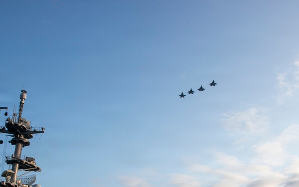 U.S. Air Force, Navy, and Marine Corps Aircraft Flyover USS Tripoli