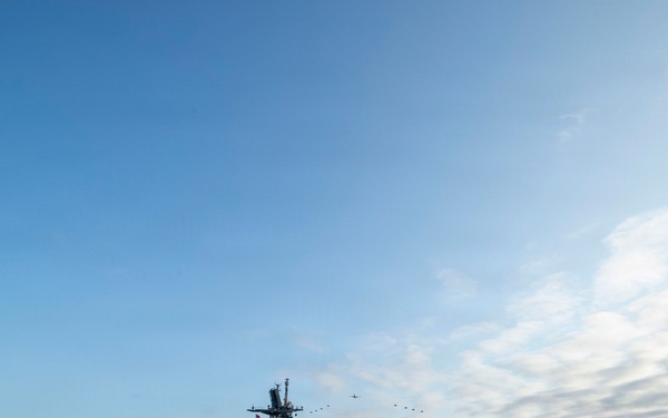 U.S. Air Force, Navy, and Marine Corps Aircraft Flyover USS Tripoli