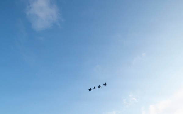 U.S. Air Force, Navy, and Marine Corps Aircraft Flyover USS Tripoli