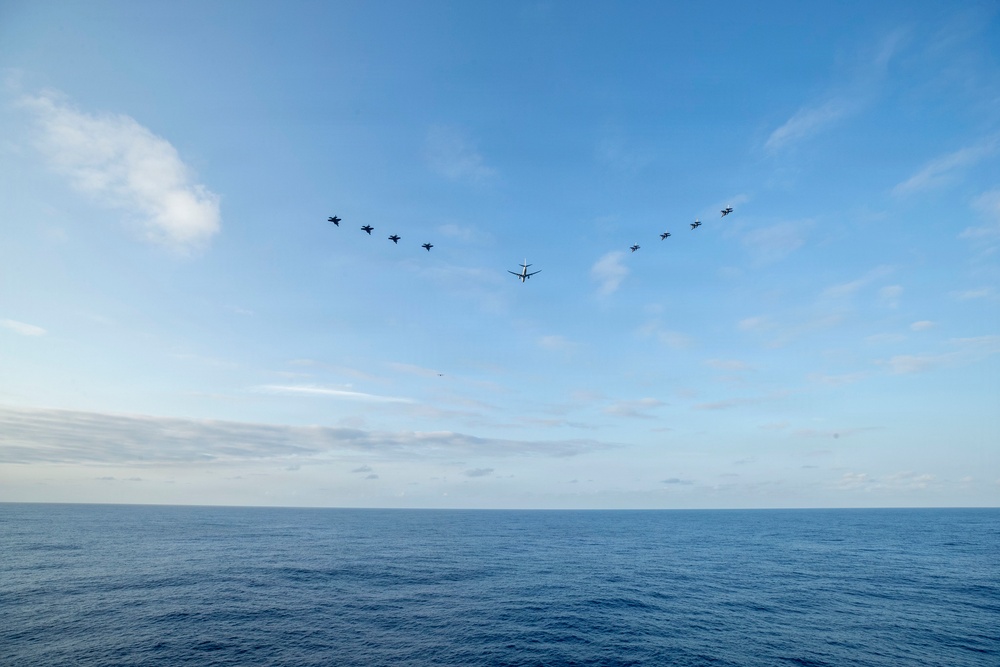 U.S. Air Force, Navy, and Marine Corps Aircraft Flyover USS Tripoli