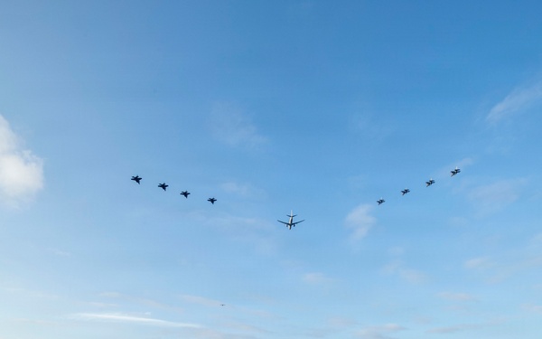 U.S. Air Force, Navy, and Marine Corps Aircraft Flyover USS Tripoli
