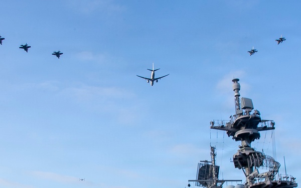 U.S. Air Force, Navy, and Marine Corps Aircraft Flyover USS Tripoli
