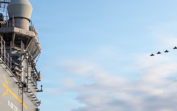U.S. Air Force, Navy, and Marine Corps Aircraft Flyover USS Tripoli