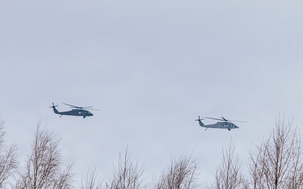 3rd Combat Aviation Brigade and Latvian Airforce conduct Latvia's first multinational UH-60 multi-ship flight