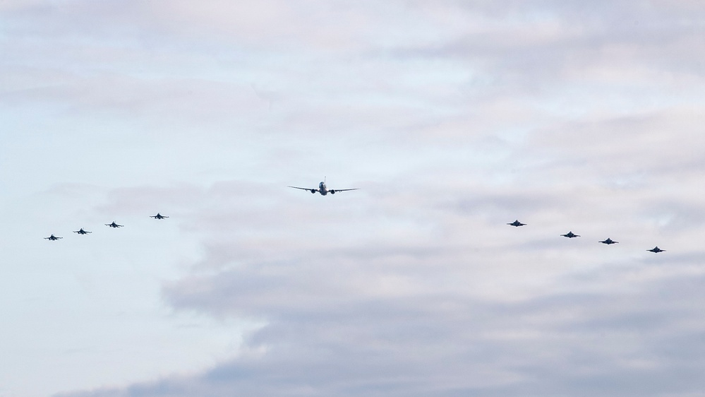 U.S. Air Force, Navy, and Marine Corps Aircraft Flyover USS Tripoli