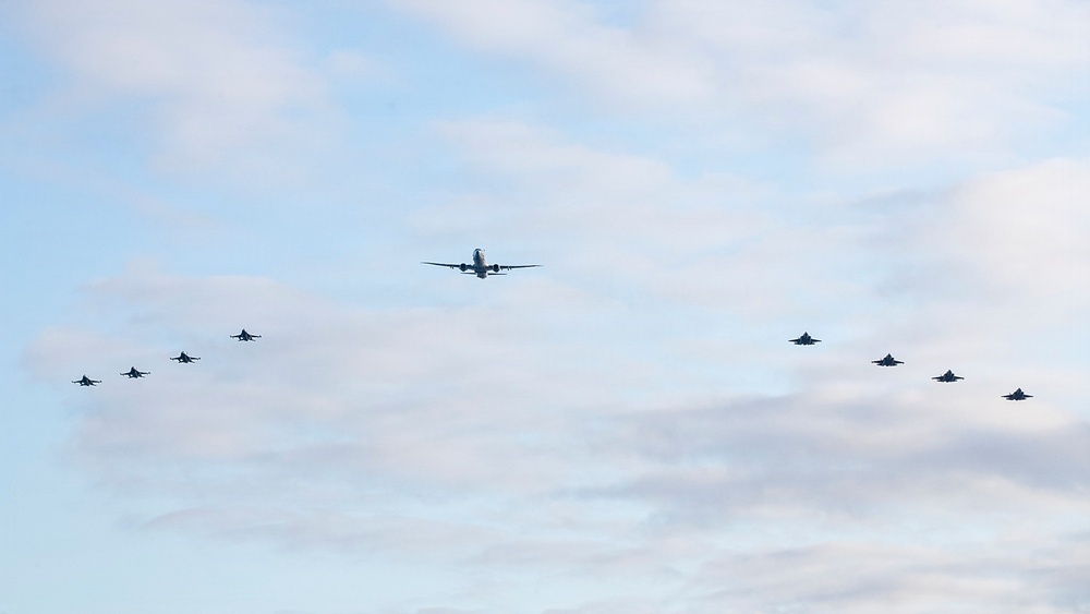 U.S. Air Force, Navy, and Marine Corps Aircraft Flyover USS Tripoli