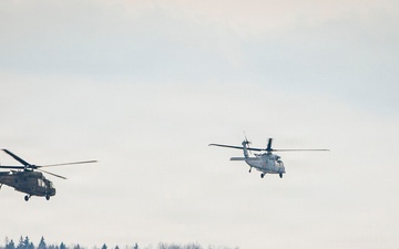 3rd Combat Aviation Brigade and Latvian Airforce conduct Latvia's first multinational UH-60 multi-ship flight