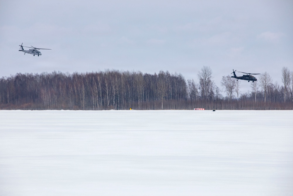 3rd Combat Aviation Brigade and Latvian Airforce conduct Latvia's first multinational UH-60 multi-ship flight