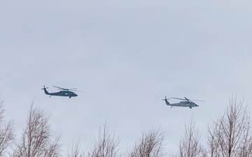 3rd Combat Aviation Brigade and Latvian Airforce conduct Latvia's first multinational UH-60 multi-ship flight