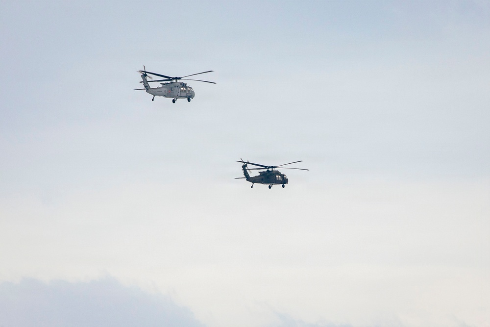 3rd Combat Aviation Brigade and Latvian Airforce conduct Latvia's first multinational UH-60 multi-ship flight