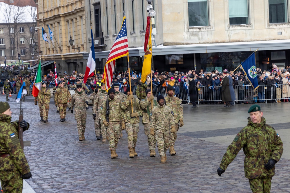 U.S. Soldiers Participate in Estonian Independence Day Parade