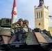 U.S. Soldier Salutes On Top of a M2A1 Bradley during Estonian Independence Day Parade