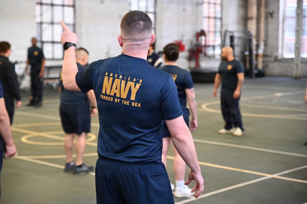 NSAW Sailors participate in afternoon physical training