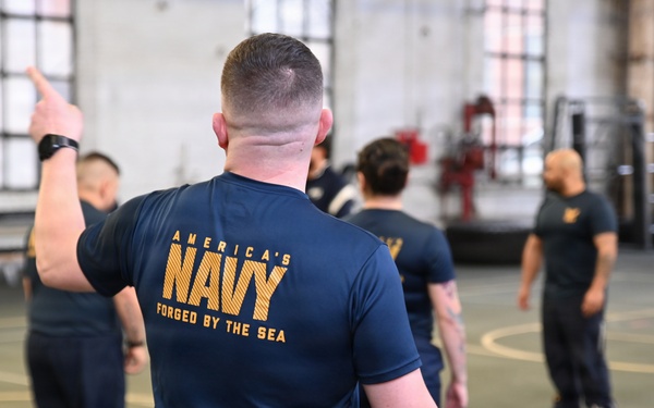 NSAW Sailors participate in afternoon physical training