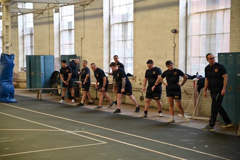 NSAW Sailors prepare for shuttle run assessment