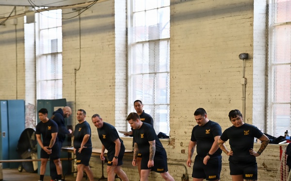 NSAW Sailors prepare for shuttle run assessment