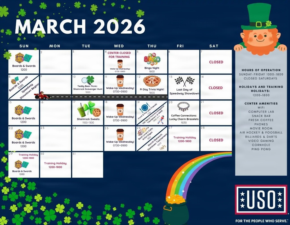 USO Ansbach Calendar - March 2026