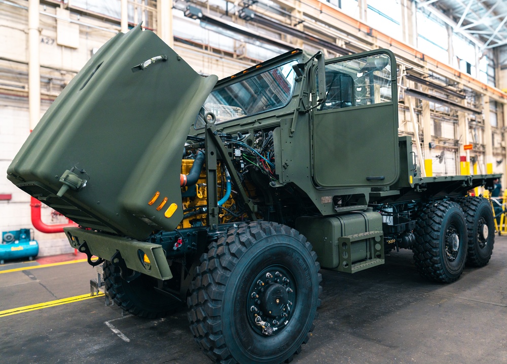 Medium Tactical Vehicle Replacement (MTVR) undergoes depot-level rebuild at Production Plant Albany, Marine Depot Maintenance Command.
