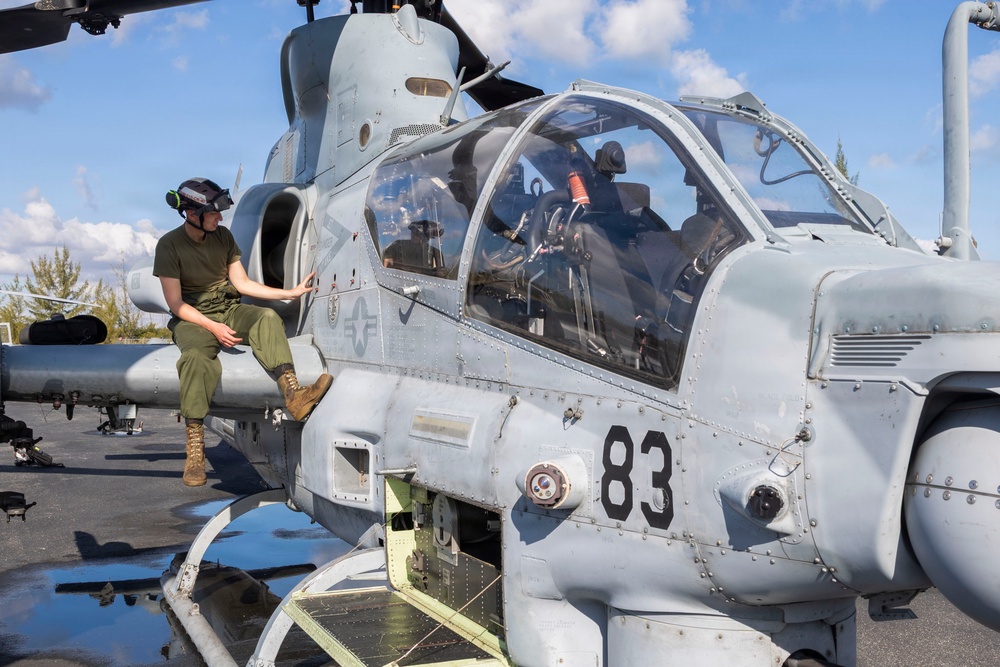 U.S. Marines with HMLA-269 conduct routine maintenance during MAG-29 DAO Exercise
