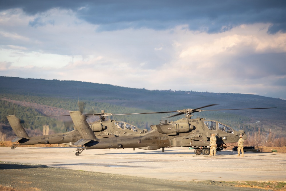 3rd Infantry Division AH-64 Apache Crews Conduct Aerial Gunnery in Bulgaria