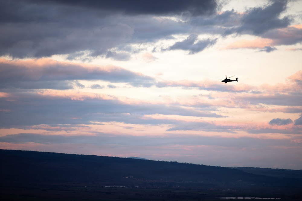 3rd Infantry Division AH-64 Apache Crews Conduct Aerial Gunnery in Bulgaria