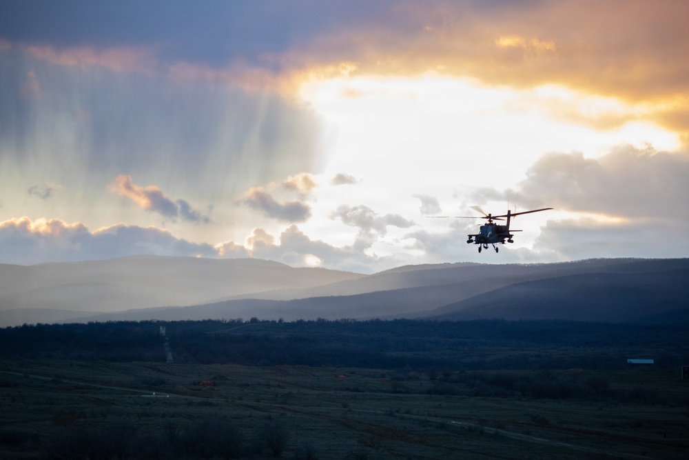 3rd Infantry Division AH-64 Apache Crews Conduct Aerial Gunnery in Bulgaria