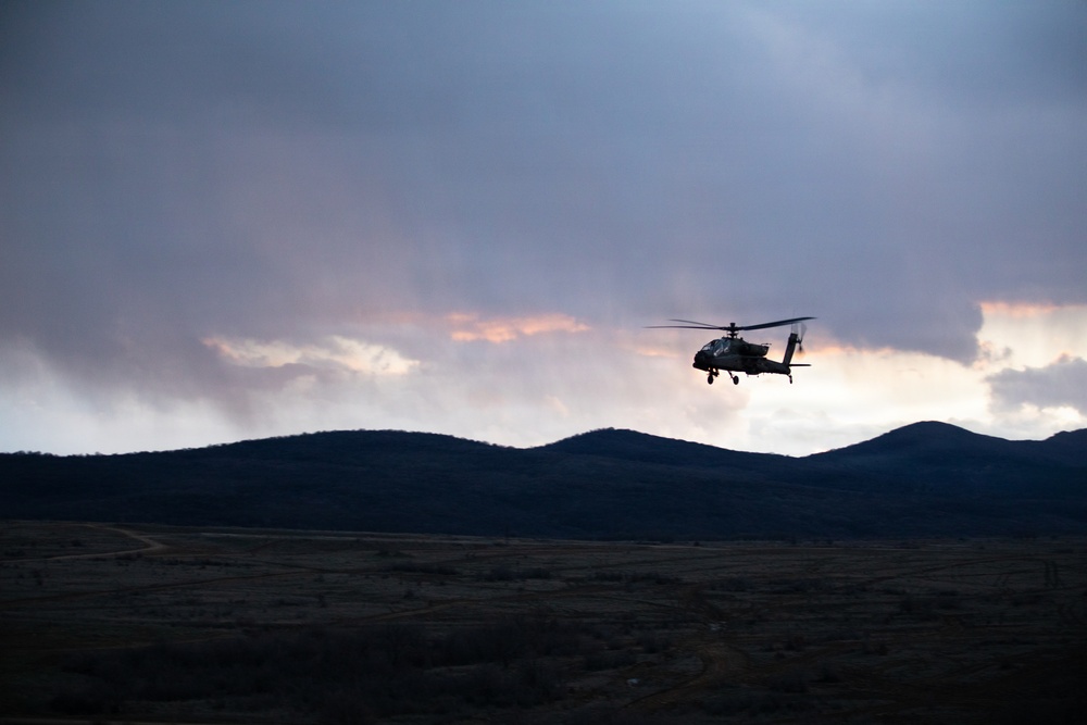 3rd Infantry Division AH-64 Apache Crews Conduct Aerial Gunnery in Bulgaria