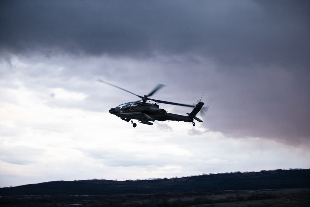 3rd Infantry Division AH-64 Apache Crews Conduct Aerial Gunnery in Bulgaria